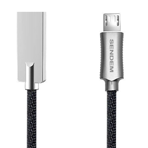 Cáp sạc nhanh SENDEM T6 MicroUSB bọc kim loai dây dù - Hàng chính hãng