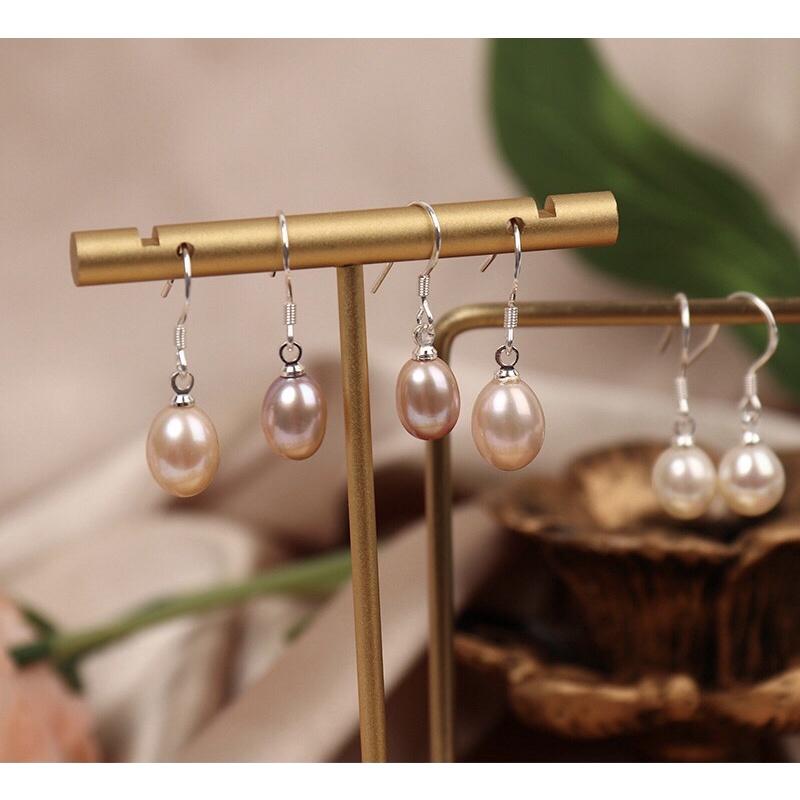 Bông Tai Bạc Móc Câu Gắn Hạt Oval Dễ Thương - Trường Thịnh Ngọc Trai