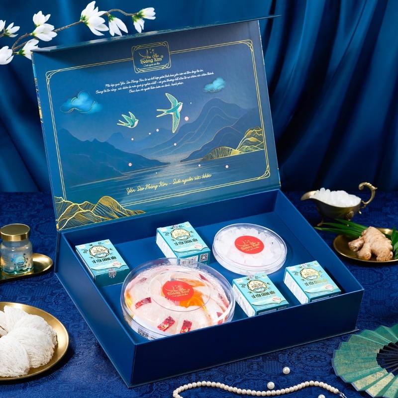 [CHÍNH HÃNG] Yến Sào Hoàng Kim - Hộp Quà Lộc An Cát Tường (50g Tổ Yến &amp; 4 Hũ Yến Chưng Ăn Kiêng) - Quà Tặng Sức Khỏe, Tốt Cho Người Tiểu Đường