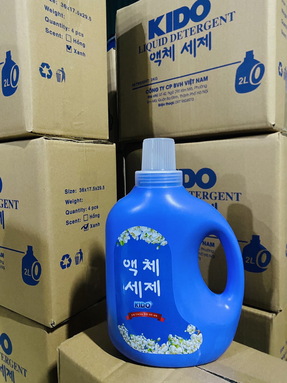 Nước Giặt KIDO blue 2lít Xanh  Công nghệ Hàn Quốc Hương Thơm dễ chịu