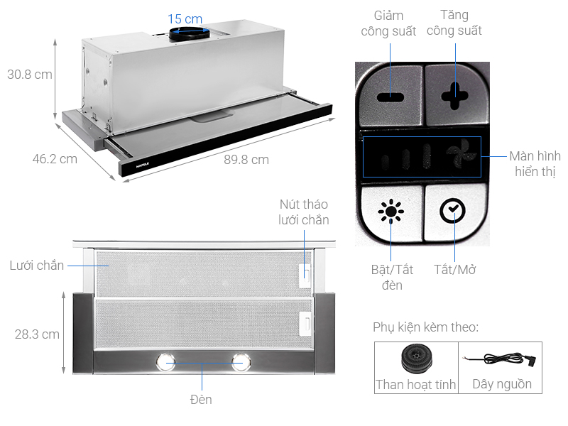 MÁY HÚT MÙI ÂM TỦ HAFELE HH-TG90E -Hàng chính hãng