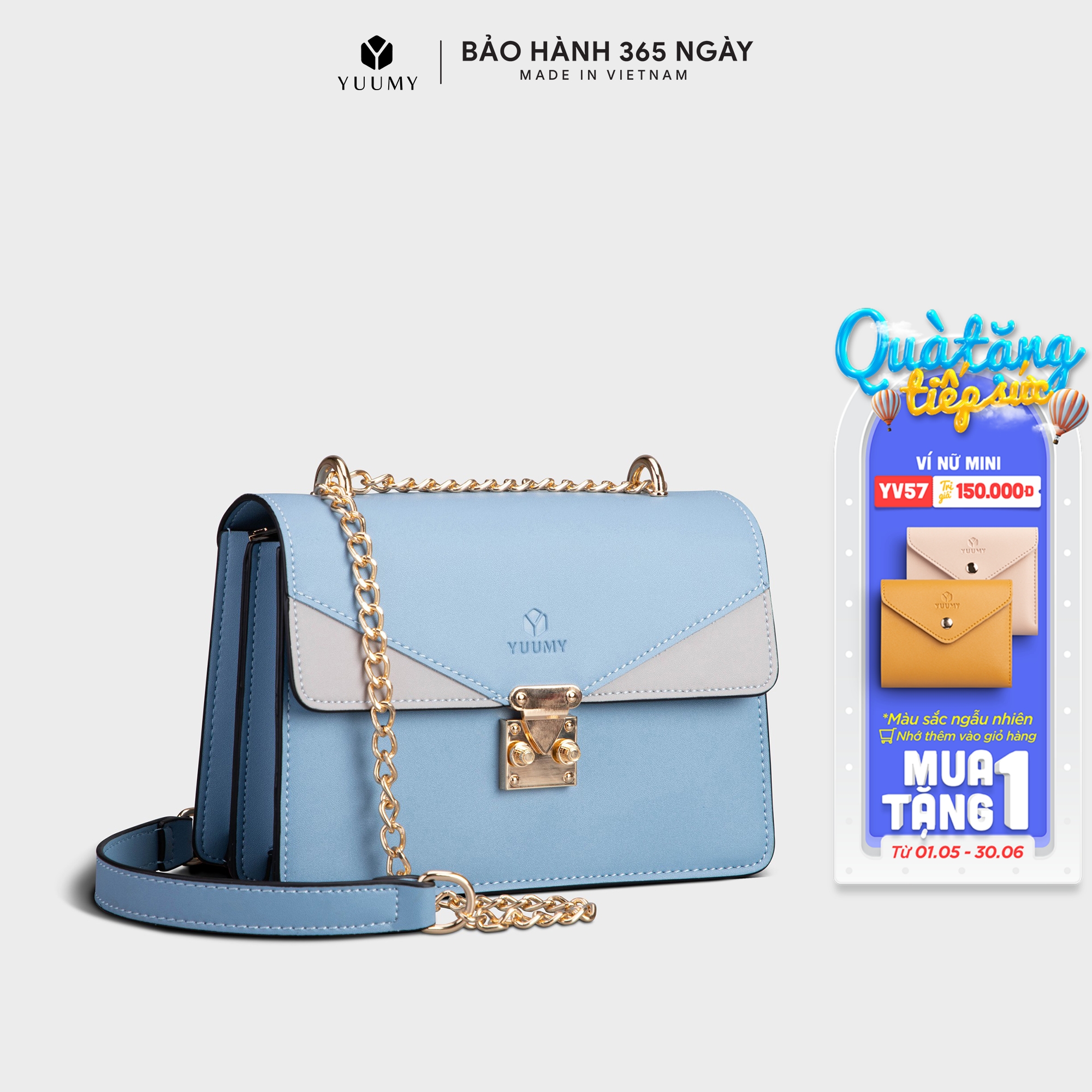 Túi đeo chéo nữ thời trang YUUMY YN91, 7 ngăn, vừa sổ tay, ví, điện thoại, phù hợp đi chơi, đi làm, đi tiệc, da tổng hợp cao cấp, không bong tróc, không thấm nước (Dài 21.5cm x Rộng 8.5cm x Cao 15.5cm)