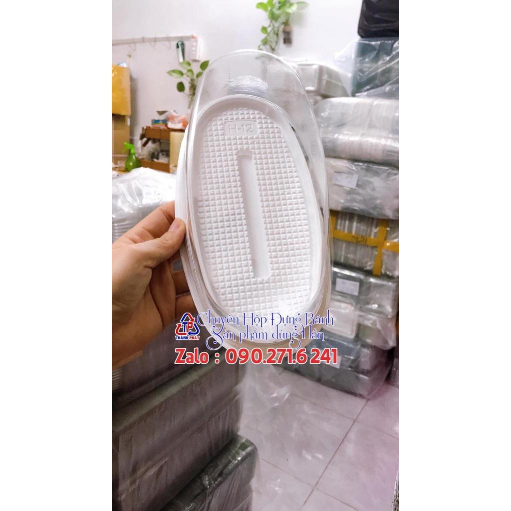 50 Hộp oval đế trắng H12 đựng bánh mì hoa cúc - Hộp oval đựng bánh gato flan