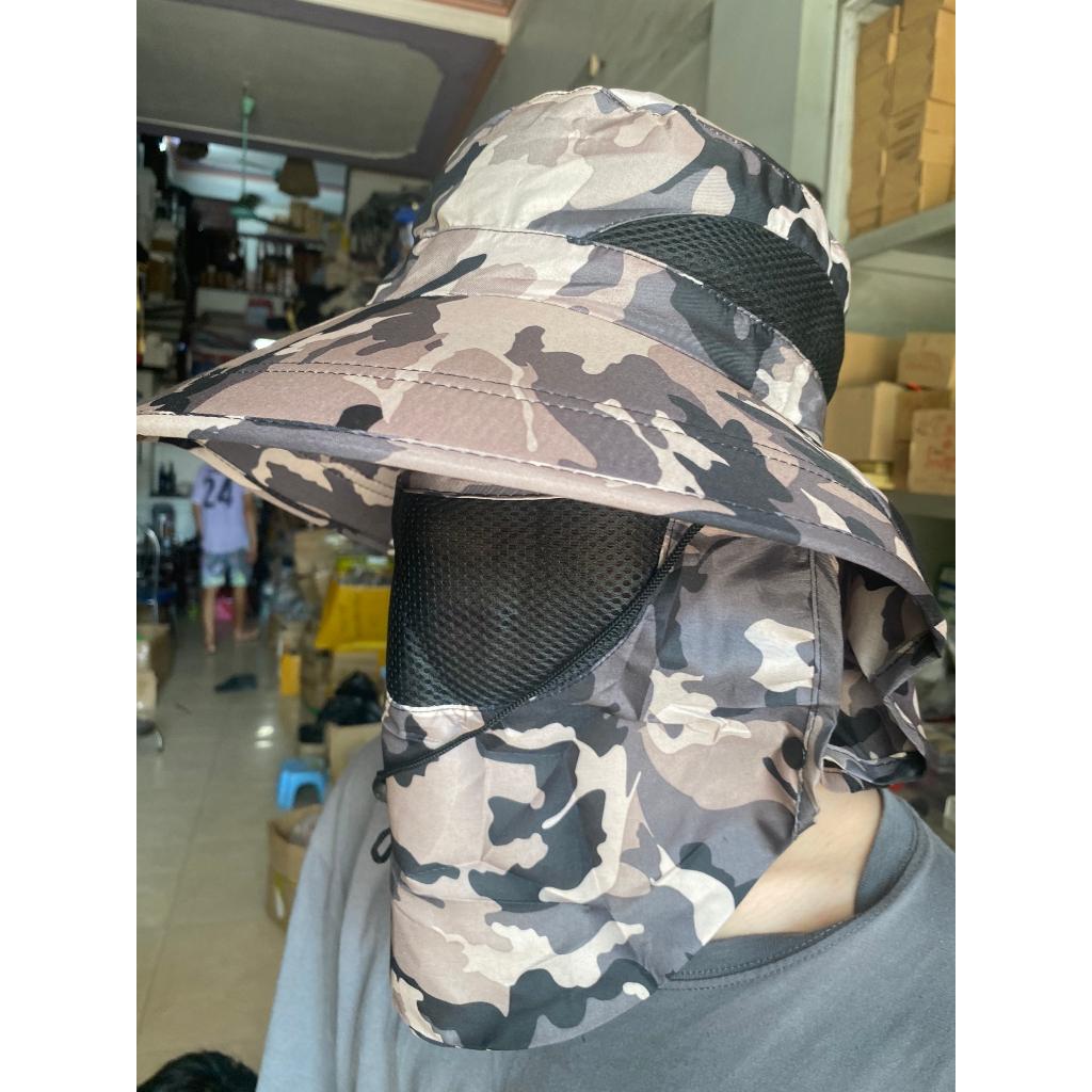 Mũ câu cá - Mũ chống nắng vành rộng - Nón đi nắng - Mũ chống nắng đi câu kèm khăn che gáy vải gió có thể tháo rời
