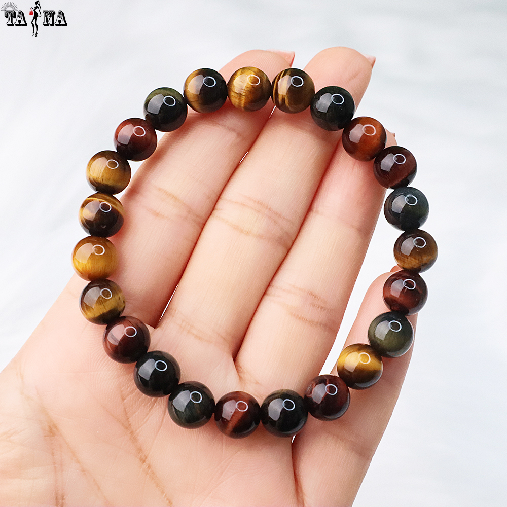 Vòng tay đá mắt hổ tam tài đa sắc 3A