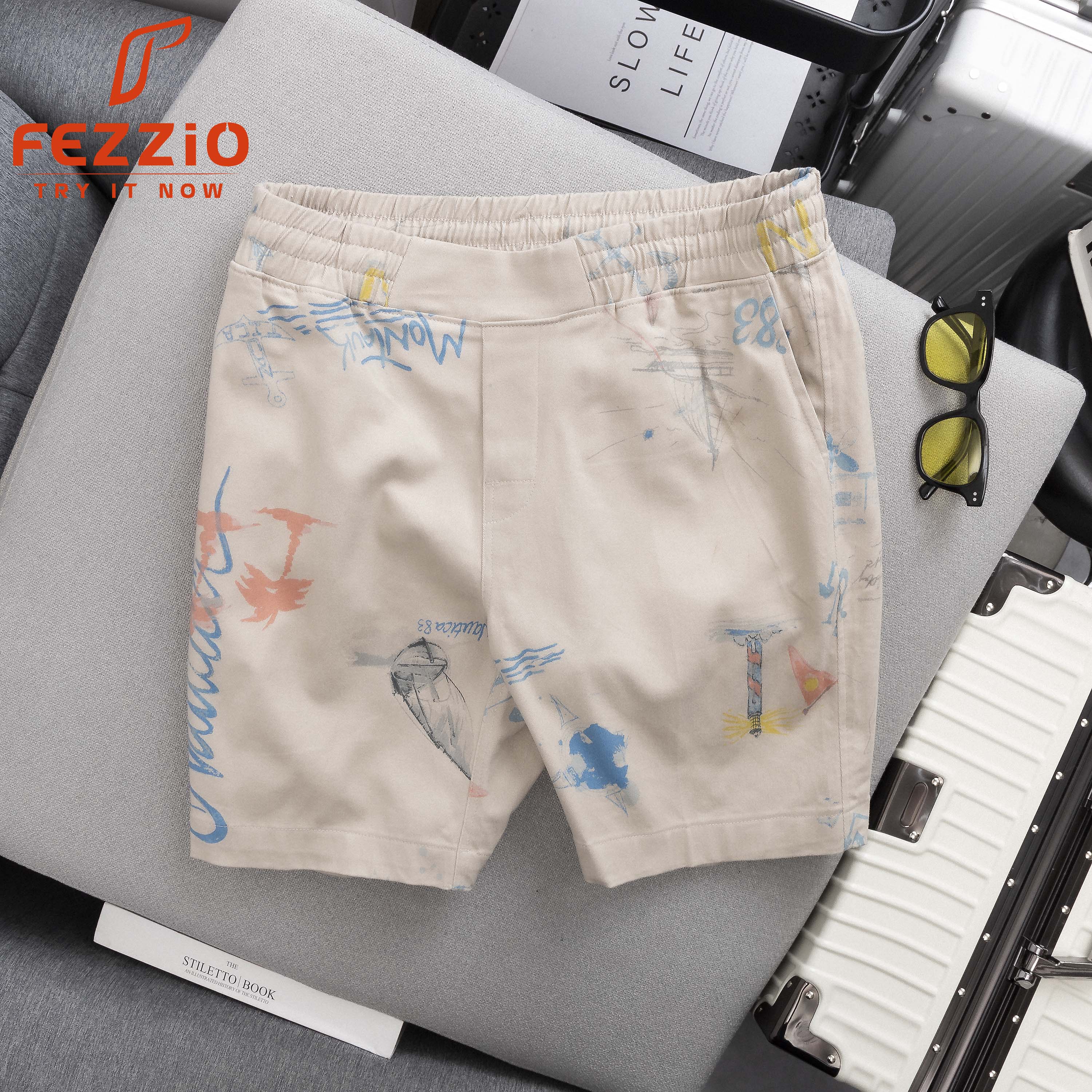 QUẦN SHORT CHẤT KAKI CARO CO GIÃN MỀM TRÊN GỐI  CHÍNH HÃNG FEZZIO - BE TROPICAL - S