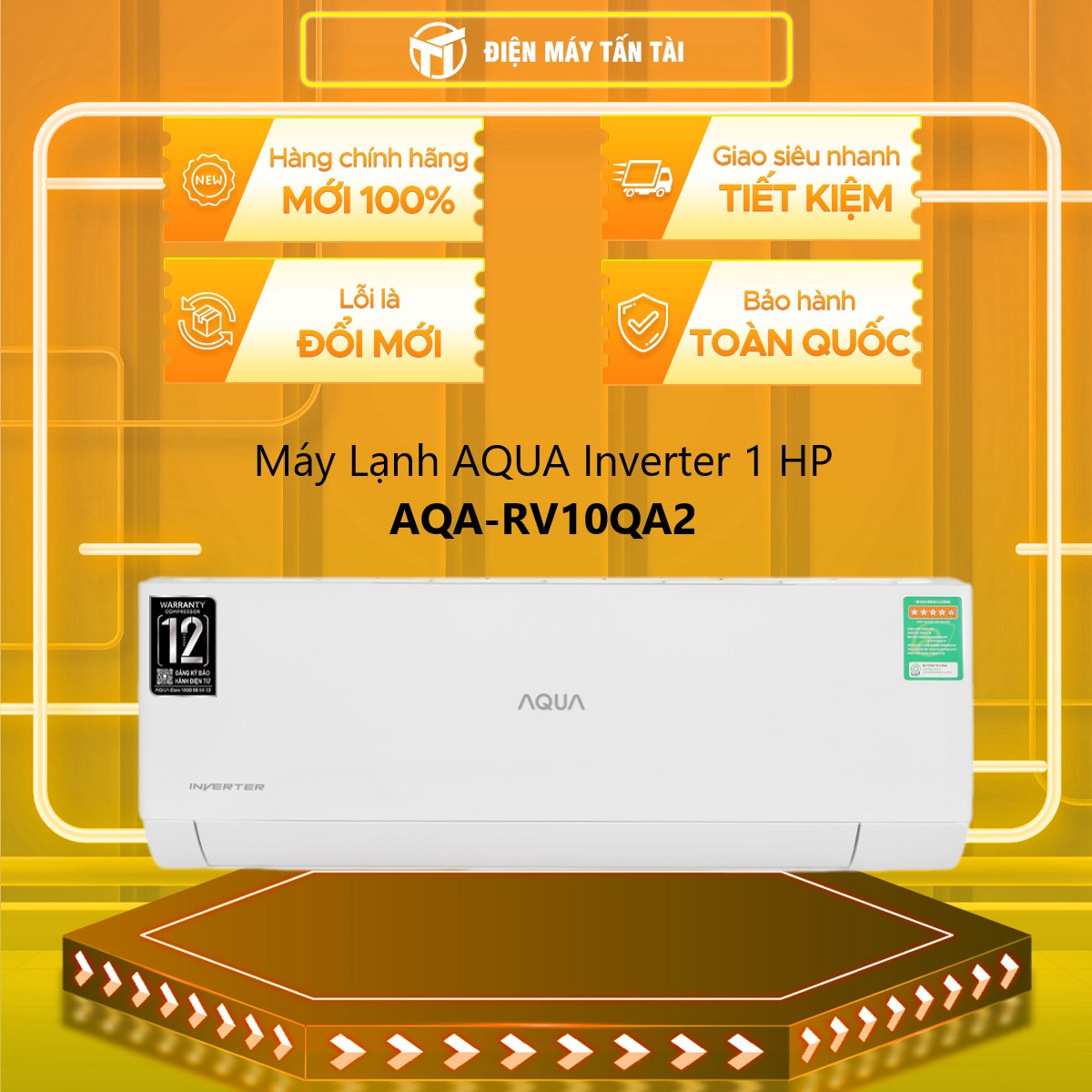 Máy lạnh AQUA Inverter 1 HP AQA-RV10QA2 - Hàng chính hãng - Chỉ giao HCM