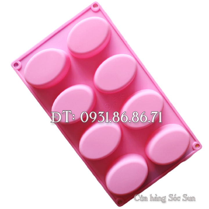 Khuôn silicon 8 hình Oval - Mã số 1052