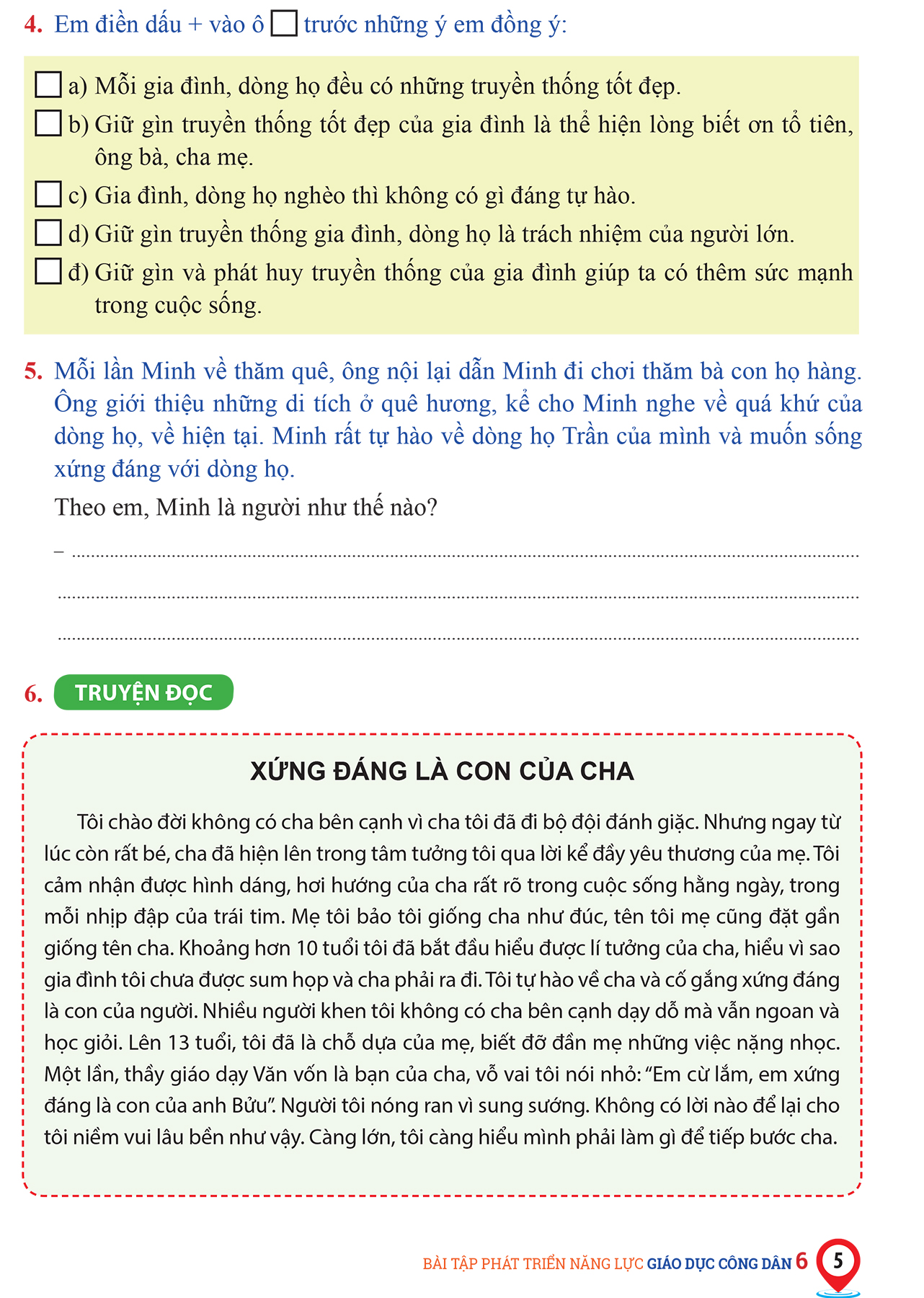 Bài tập phát triển năng lực Giáo Dục Công Dân 6 (Bám sát SGK Kết Nối Tri Thức)