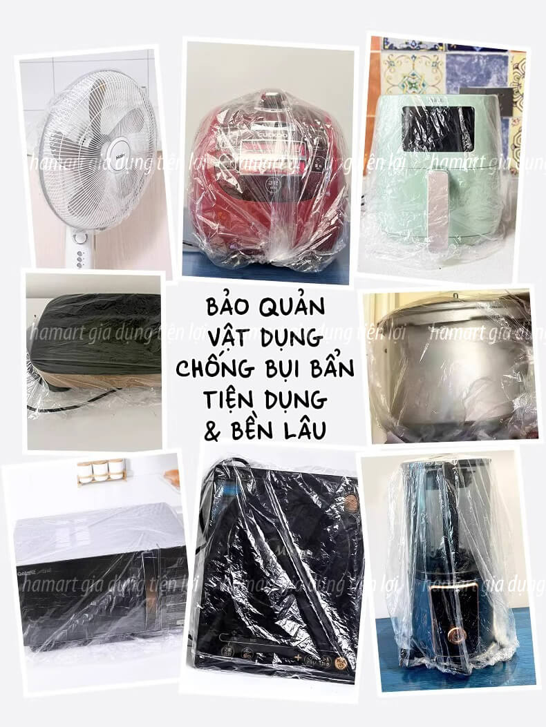 Túi 10 Màng Bọc Phủ Đồ Gia Dụng Chống Bụi Bọc Lồng Quạt Nồi Cơm Điện Lò Vi Sóng Bảo Quản Tiện Lợi