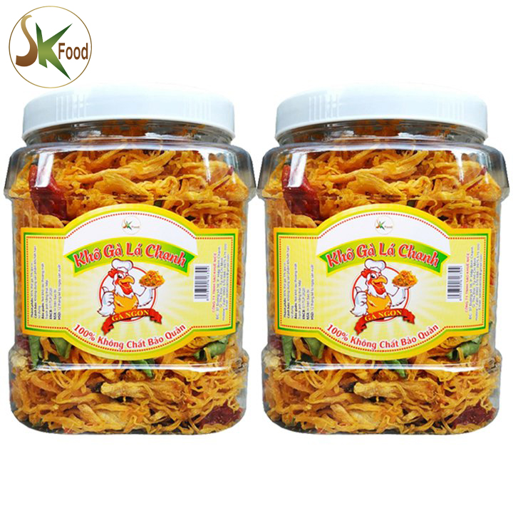 [Combo 2 Hũ] Khô gà lá chanh loại cao cấp thương hiệu SK FOOD - mỗi hũ 300G