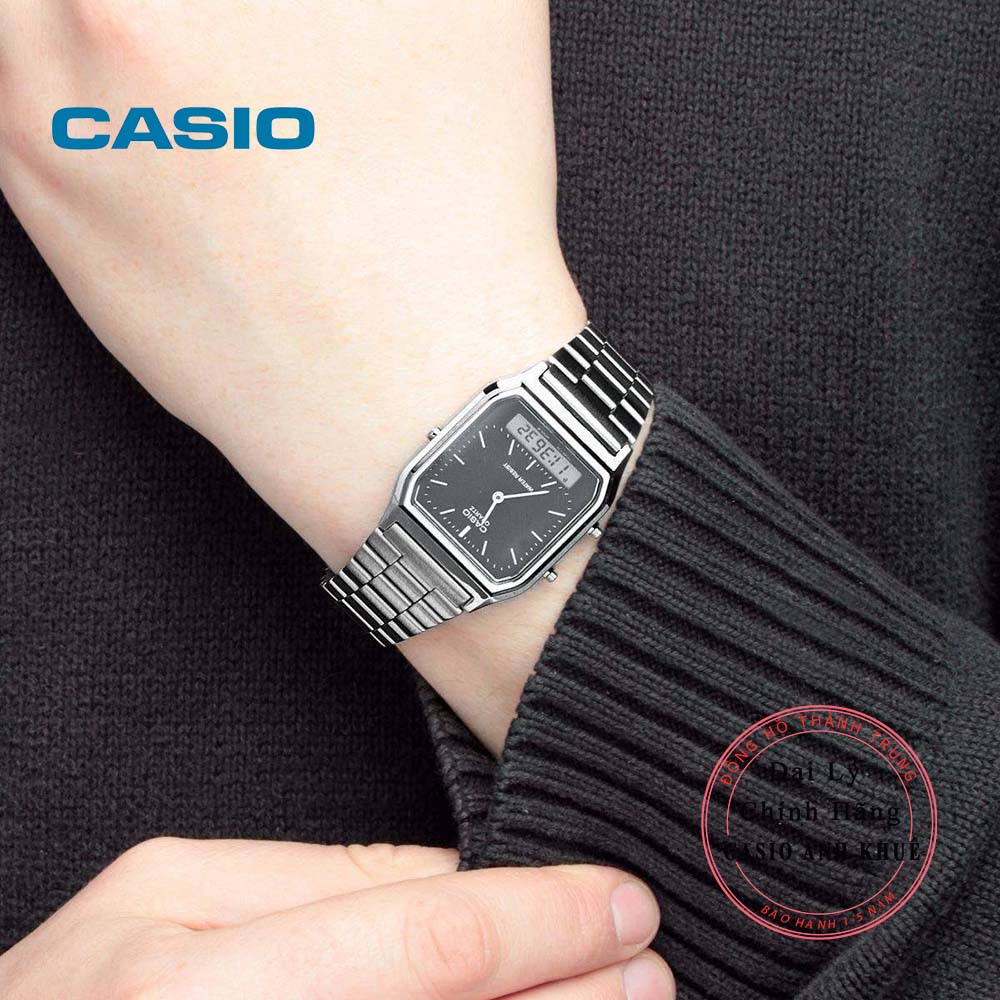 Đồng Hồ Nam Dây Thép Casio AQ-230A-1DMQ - Trắng