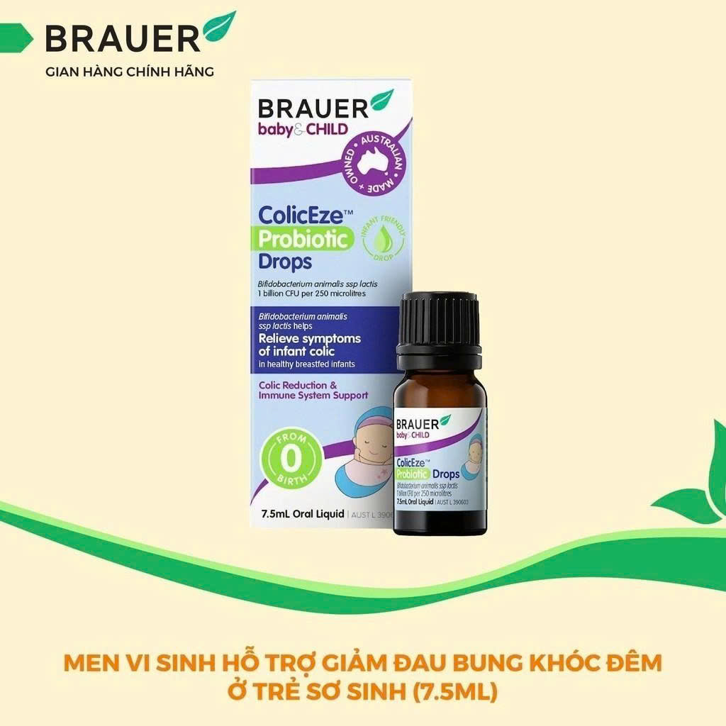 Men vi sinh dạng lỏng Brauer Baby & Child ColicEze Probiotic Drops Hỗ trợ giảm đau bụng 7,5ml