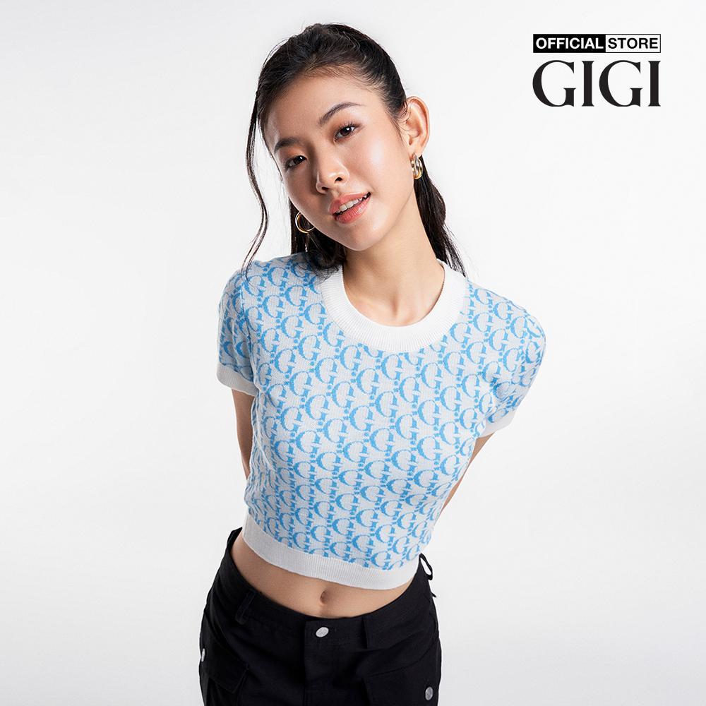 GIGI - Áo dệt kim nữ cổ tròn tay ngắn phom croptop hiện đại G1305K231701