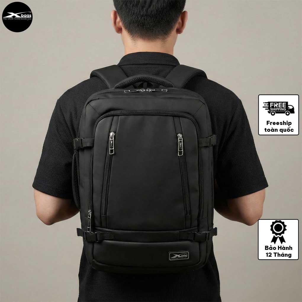 Balo Du Lịch Phượt Xbags Leader Pro XB 2010 – Chống Thấm, Form Cứng Màu Đen