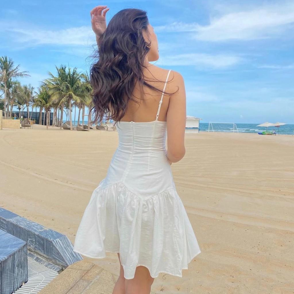 Đầm trắng 2 dây body đuôi cá