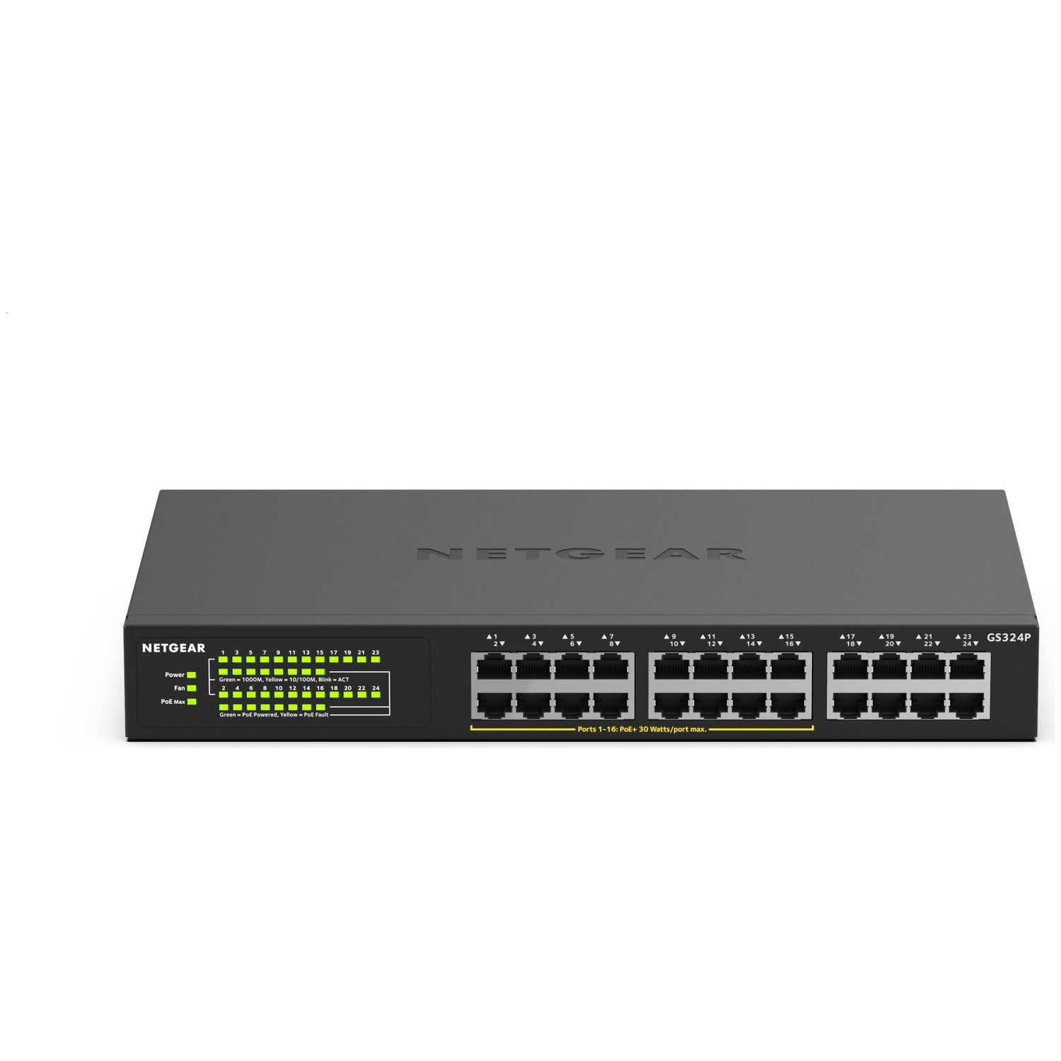 Bộ Chia Mạng Để Bàn 24 Cổng 10/100/1000M Với 16 Cổng PoE Gigabit Ethernet Unmanaged Switch Netgear GS324P - Hàng Chính Hãng