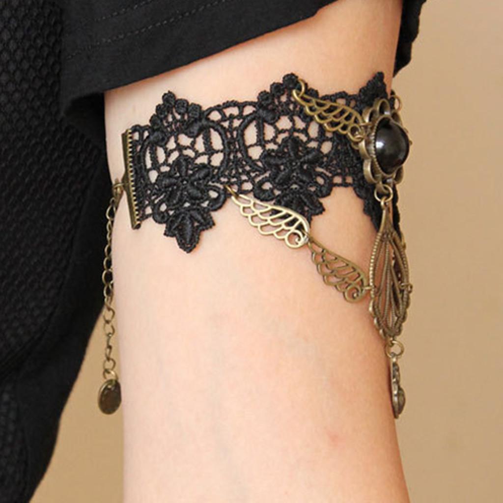 Black Lace Armlet Armband Upper Arm Chain Party Costume