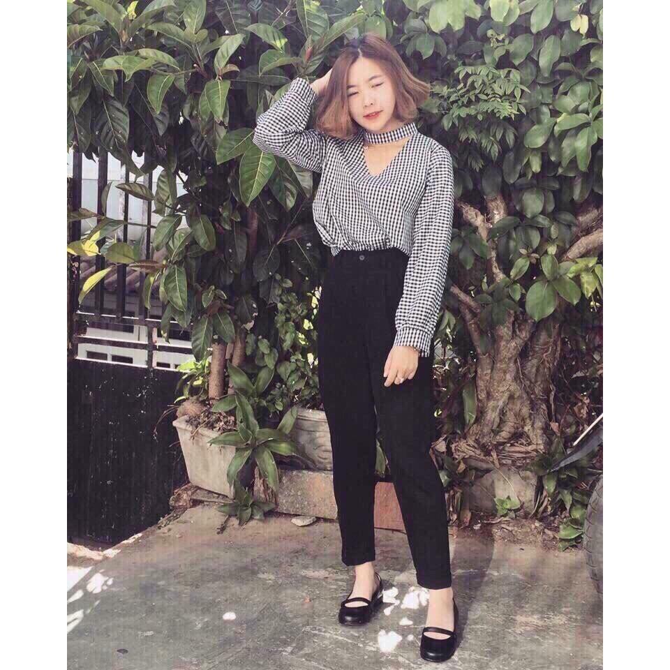 Quần baggy nữ vải tuyết mưa cạp khóa