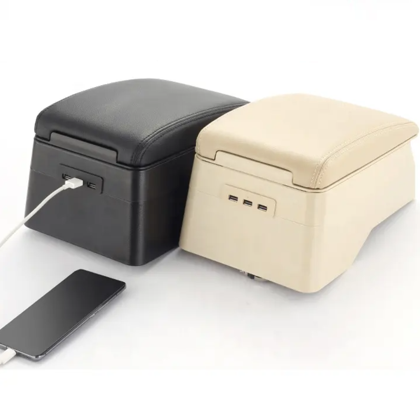 Hộp tỳ tay ô tô Xpander tích hợp 3 cổng USB cao cấp V2 ( MÀU ĐEN CHỈ ĐỎ )