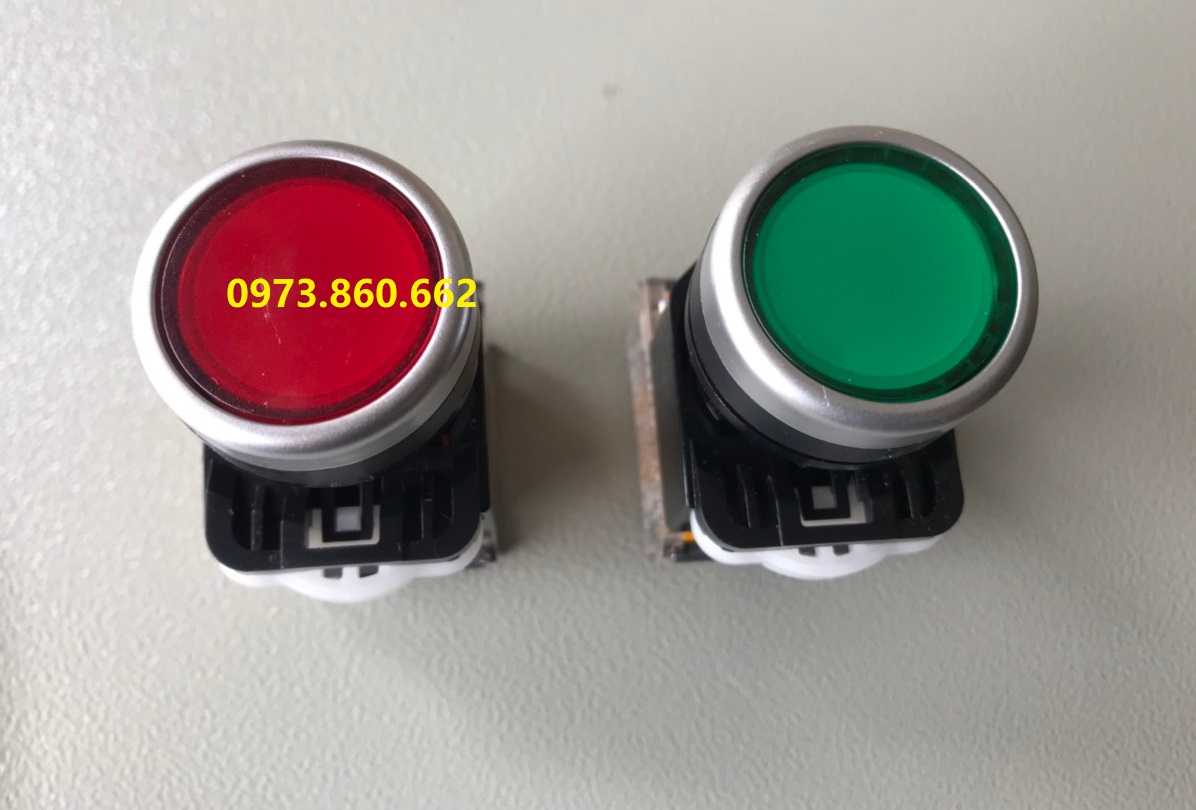 Nút ấn nhả LA38 Phi 22mm màu xanh đỏ