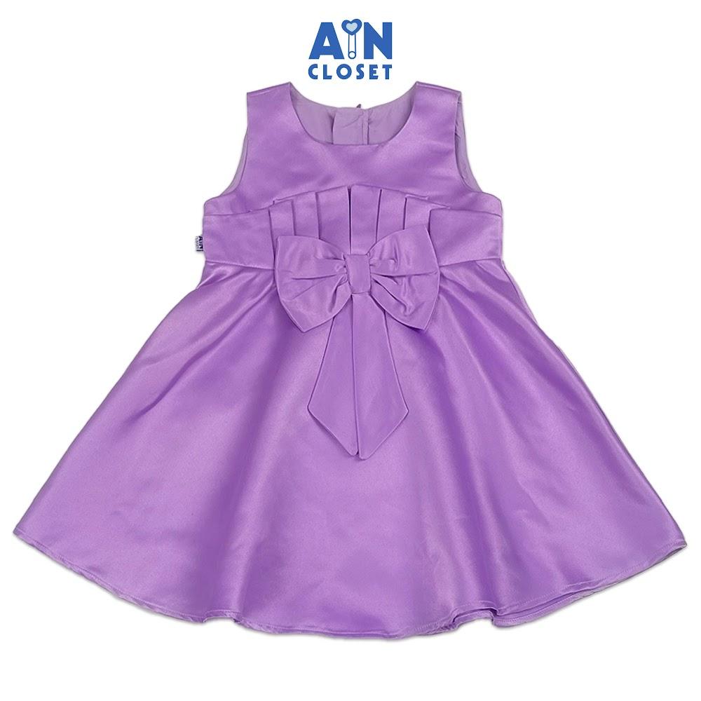 Đầm bé gái họa tiết Nơ Tím Tafta lụa - AICDBGPOFJS6 - AIN Closet