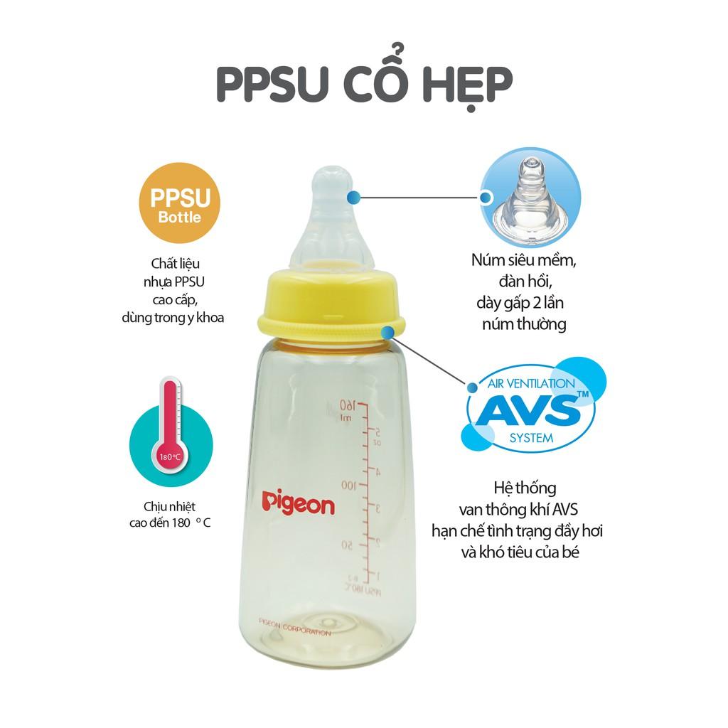 Bình sữa cổ hẹp PPSU Pigeon 160ml/ 240ml