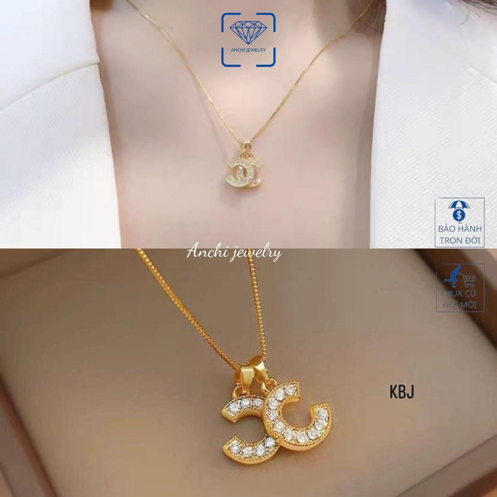 Vòng cổ nữ kèm mặt chữ C - bạc 925 mạ vàng thời trang, anchi jewelry, quà tặng bạn gái