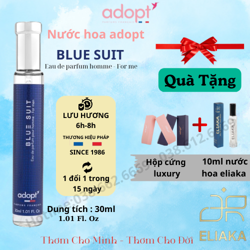 Nước hoa blue suit, nước hoa nam adopt hương thơm sang trọng mạnh mẽ dung tích 30ml