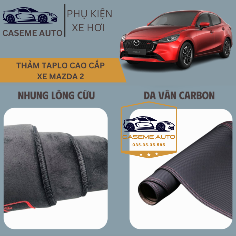 [MAZDA 2] Thảm Taplo 3 Lớp Dành Cho Xe MAZDA 2, Nhung Lông Cừu Và Da Vân Carbon Cao Cấp - Hàng Chính Hãng