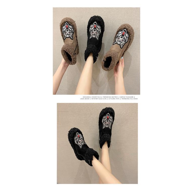 Giày Boot Cổ Ngắn Lót Lông Phong Cách Hàn Quốc Thời Trang Mùa Đông Dành Cho Nữ Iss861