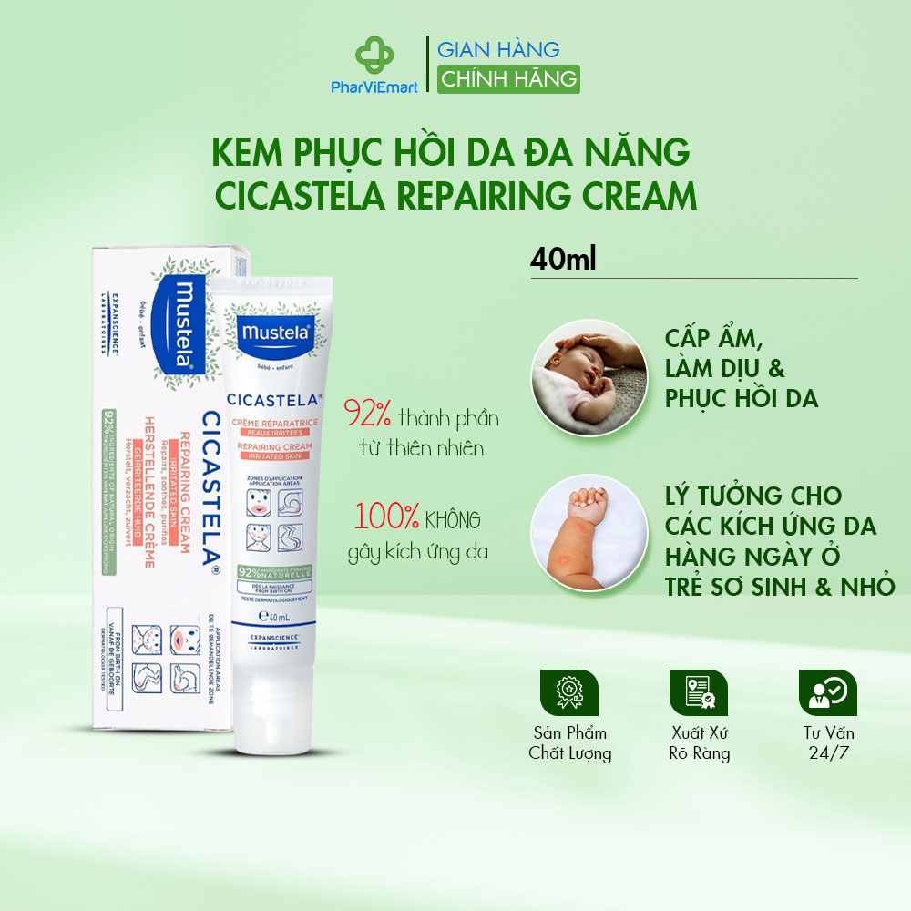 Kem Dưỡng Phục Hồi Da Đa Năng MUSTELA Cicastela Repairing Cream 40ml