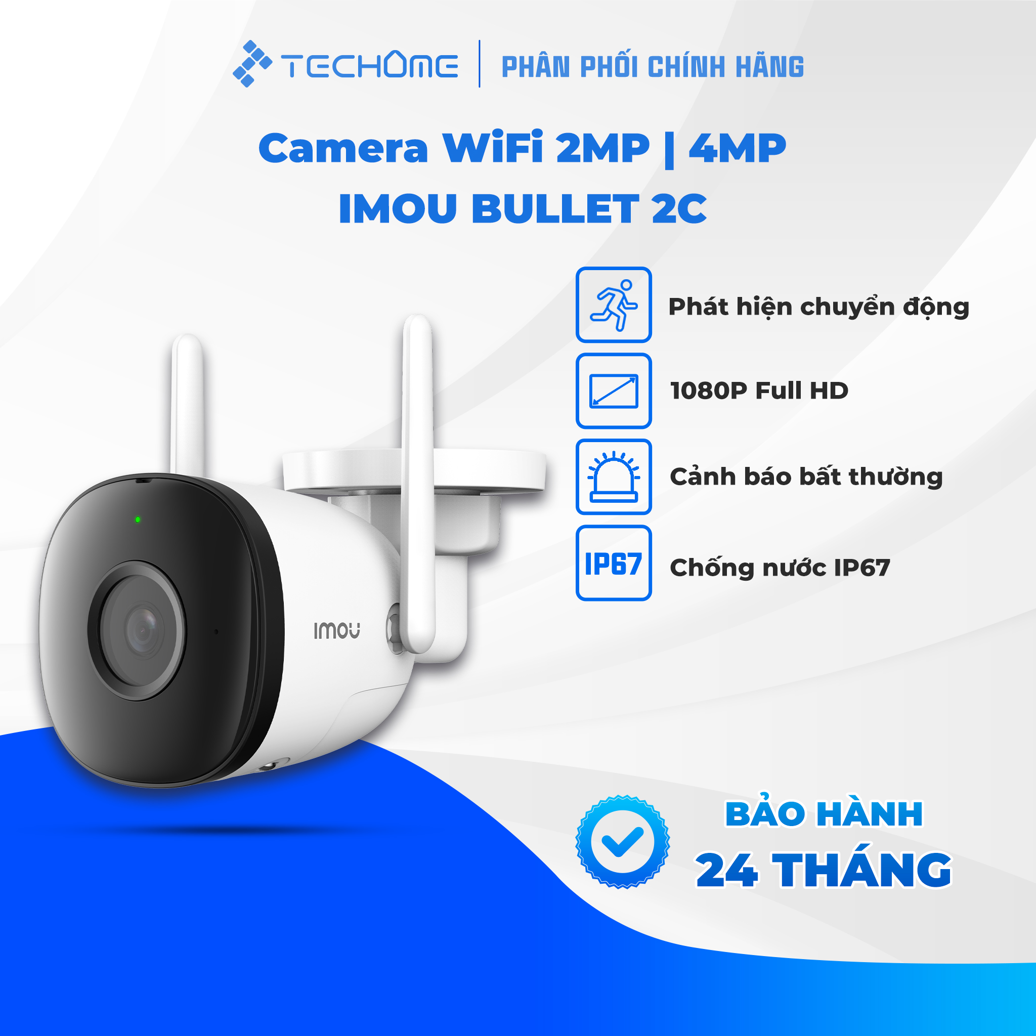 Camera IP ngoài trời IMOU BULLET 2C F22P F42P Full HD Wifi Hotspot, chống nước - Hàng chính hãng