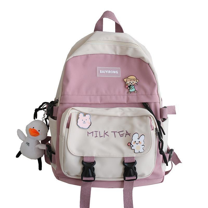 Balo thời trang nam nữ Milk Tea Ulzzang laptop đi học , đi chơi Nữ học thời trang Cặp- Balo sinh viên học sinh đa năng
