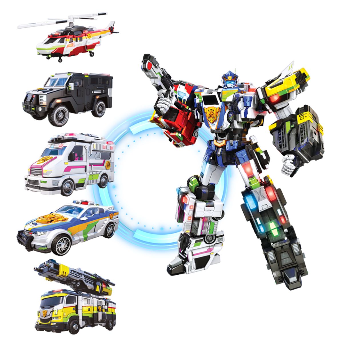 Đồ Chơi Robot Đại Tướng Justice Titan Biến Hình 5 Phương Tiện Cứu Hộ Miniforce 505012