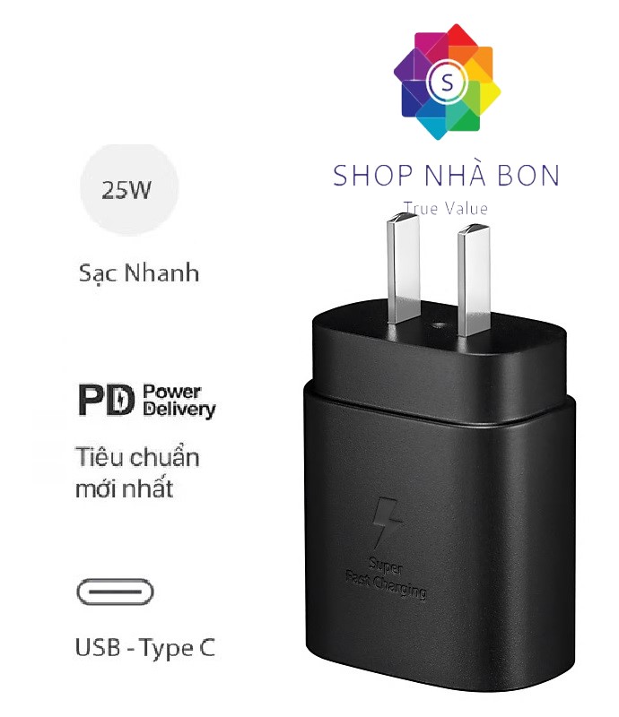 Củ sạc 25w loại Chân dẹt dùng cho Samsung Galaxy Note 10, Note 10 Lite, Note 10 Plus, S10
