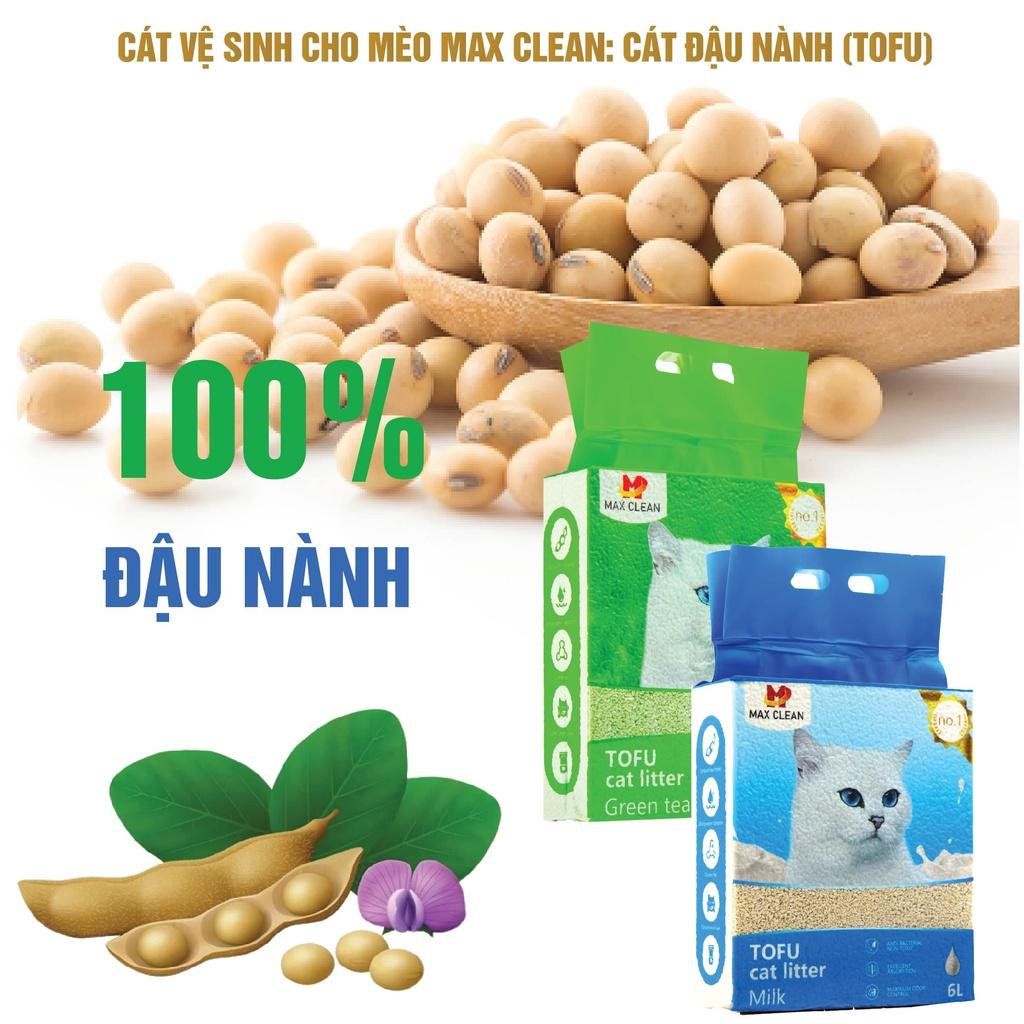 1 THÙNG 6 BỊCH Cát Đậu Nành Max Clean Cát Tofu Vệ Sinh Cao Cấp Cho Mèo Siêu Vón Cục Không Bụi- HeLiPet