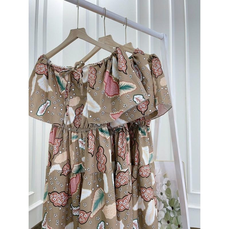 Váy hoa trễ vai dáng dài