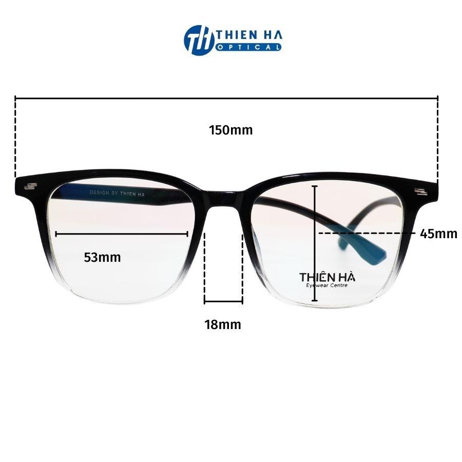 Gọng kính vuông nam nữ THIÊN HÀ OPTICAL chất liệu nhựa dẻo nhẹ cao cấp form trẻ trung dễ đeo chắc chắn cận nặng TH1571