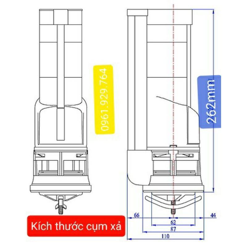 VAN XẢ BỒN CẦU LIỀN KHỐI (1 KHỐI) 2 NÚT NHẤN FV05