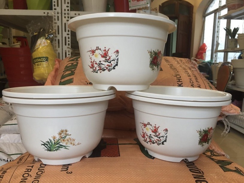 Combo 10 Chậu nhựa trồng cây , trồng hoa, cây cảnh A280 kt 24x17x14 , nhựa dẻo bền với theo thời gian , chịu mưa nắng tốt , hoa văn bốn mùa cực đẹp