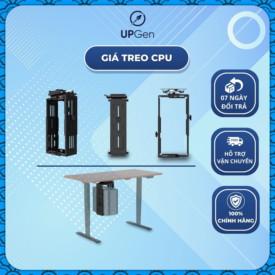 Kệ Treo CPU Gắn Bàn, Giá treo CPU UPGEN Thế Hệ Mới Xoay 180 Độ, Tải Trọng 15kg, Điều Chỉnh Đa Chiều