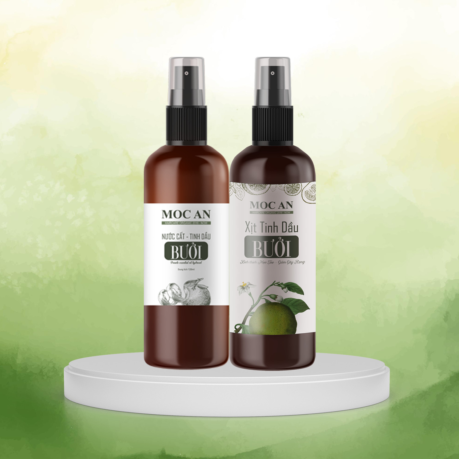 Combo Xịt Tinh Dầu Vỏ Bưởi Da Xanh + Nước Chưng Cất Tinh Dầu Vỏ Bưởi Xanh Mộc Ân Haircare