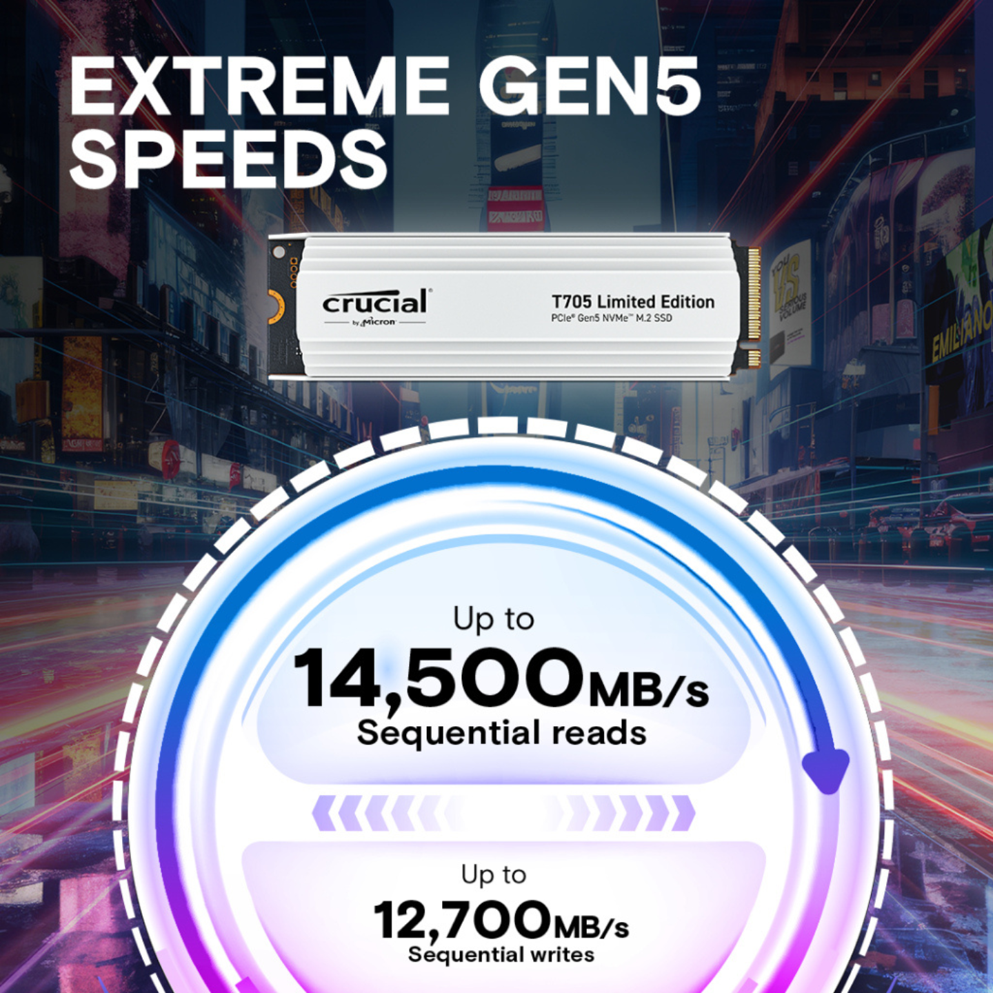 SSD Crucial T705 with limited edition white heatsink M.2 PCIe NVMe 4TB Gen5 - CT4000T705SSD5- HÀNG CHÍNH HÃNG