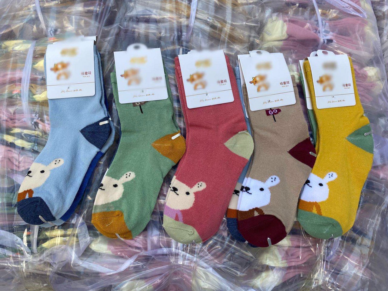 Set 5 đôi vớ Cotton thấm hút mồ hôi in họa tiết hoạt hình dễ thương cho bé 1-12 tuổi.