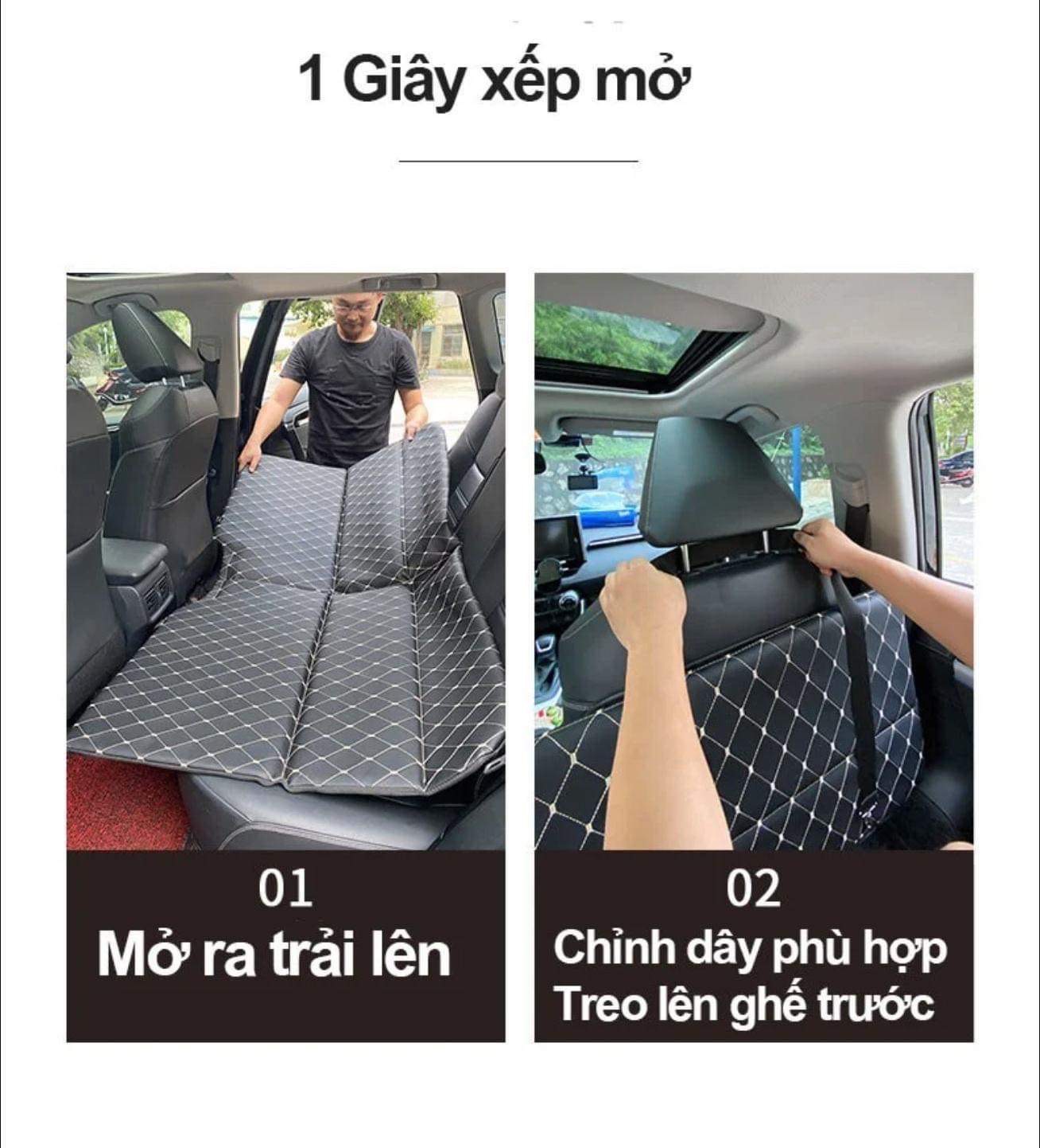 ĐỆM NGỦ GHẾ SAU Ô TÔ GẤP GỌN KHÔNG BƠM HƠI BẢO HÀNH 2 NĂM