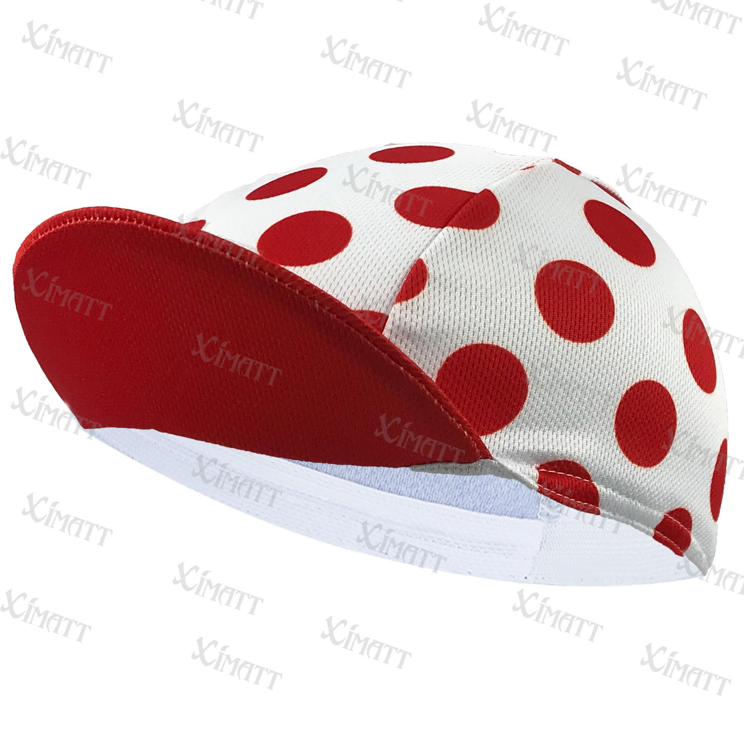 XIMATT MỚI POLYESTER/FLEECE BIKE CIRCRING MAPS Mùa đông và mùa hè màu trắng đỏ chấm Thể thao Mũ xe đạp đàn hồi Color: 02 Thick