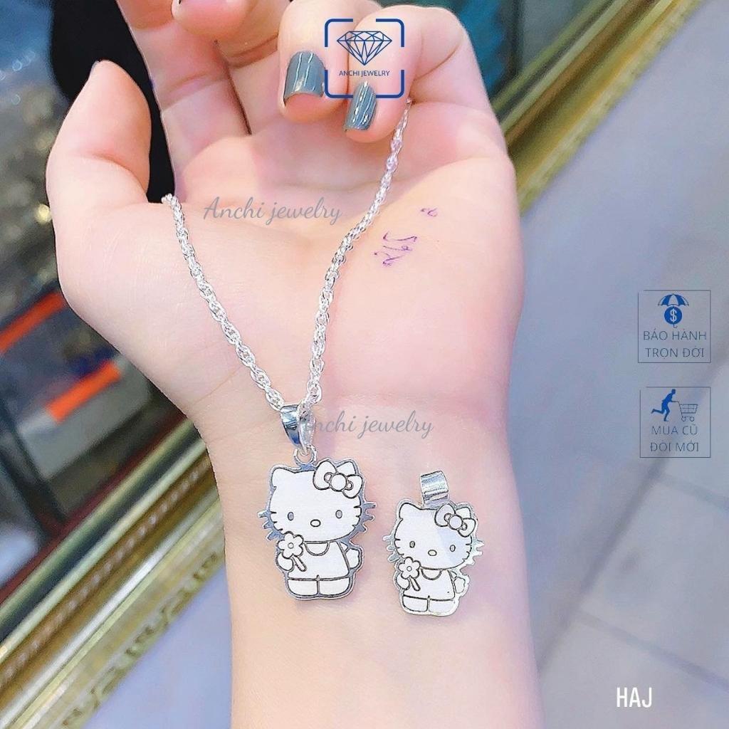 Vòng cổ bạc khắc tên cho bé gái, vòng trẻ em bạc nguyên chất, Anchi jewelry