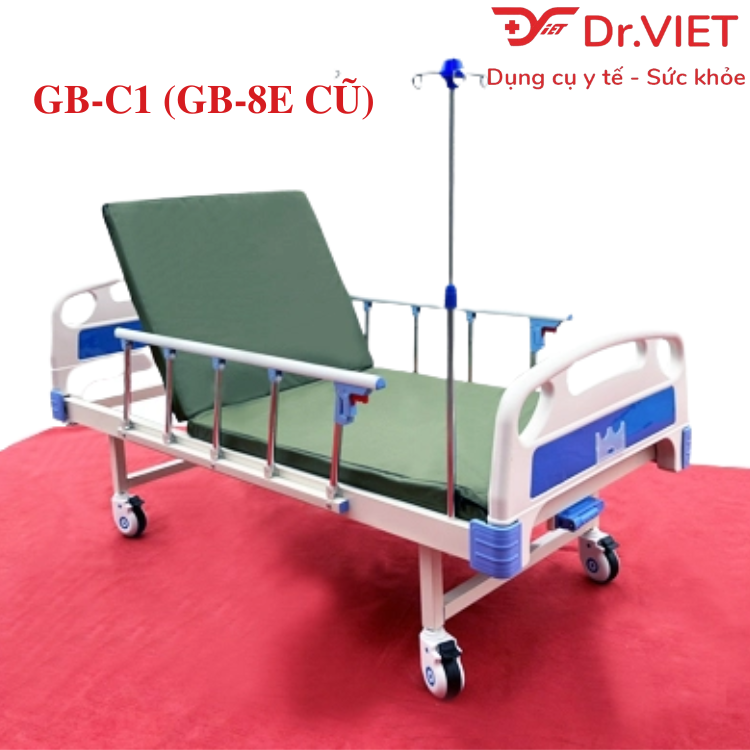 Giường y tế 1 tay quay LUCASS GB-C1 (GB-8E) Chính hãng- Hỗ trợ nâng đầu hạ đầu, giao hàng toàn quốc Sản xuất trên công nghệ dây chuyền hiện đại của Mỹ