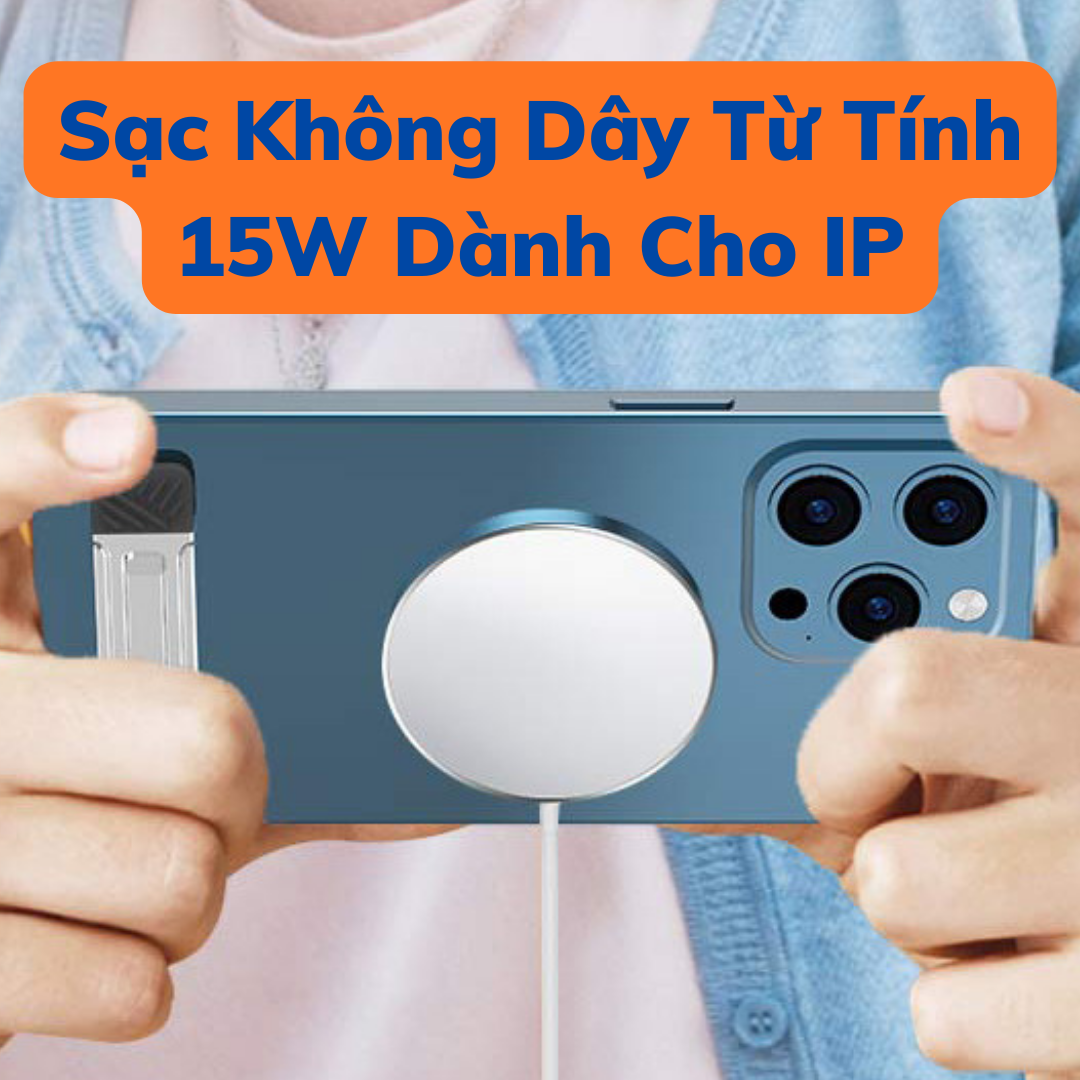 Đế Sạc Không Dây Từ Tính 15W Cho IP 13/13promax/14/14promax - màu trắng, hỗ trợ sạc nhanh